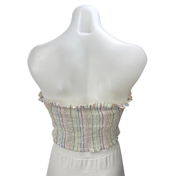 Do+Be Multicolor Striped Strapless Sleeveless Tube Bandeau Tie Crop Top Size M - Picture 2 of 4